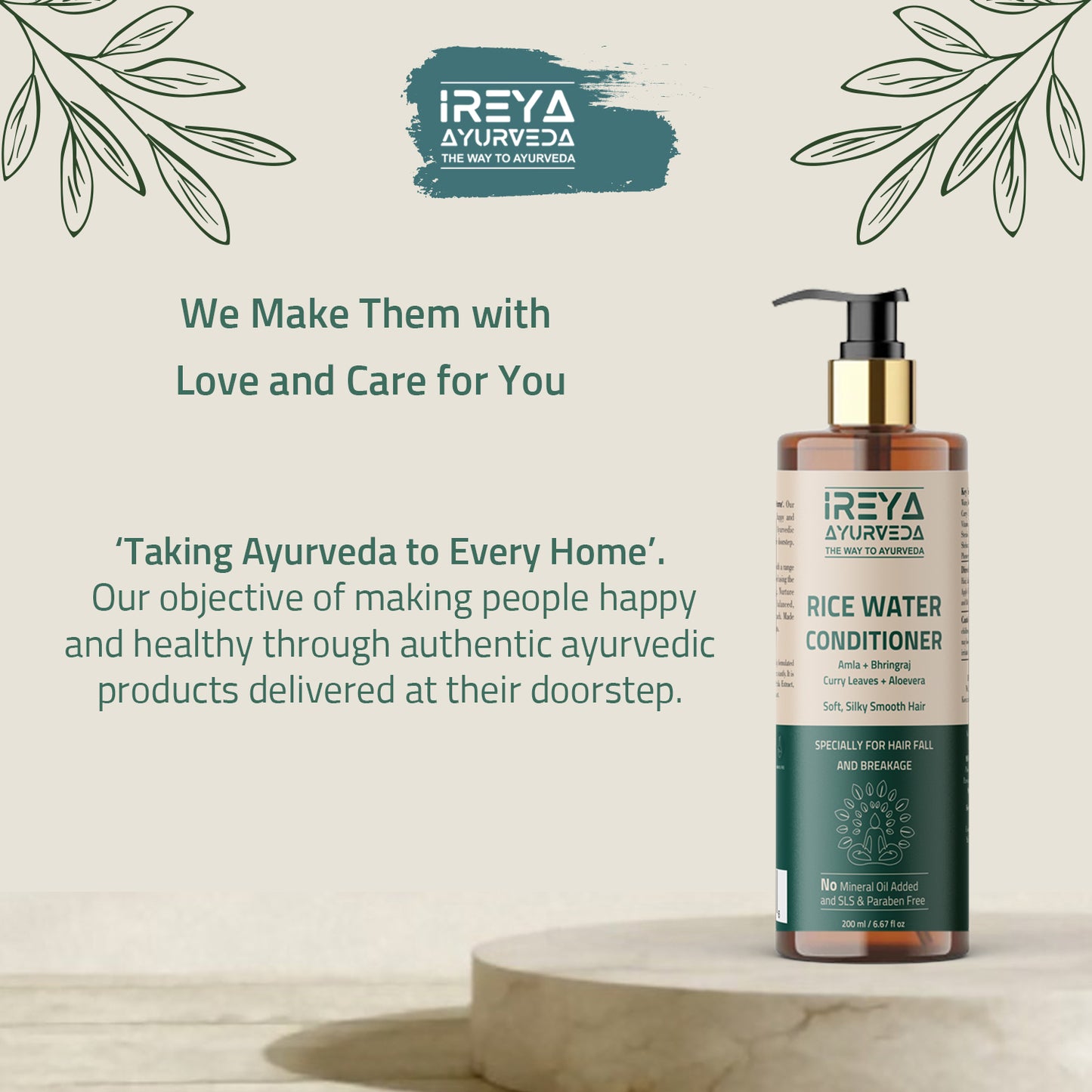 Rice Water Tonner Spray and Conditioner Each 200ml (400ml) - Ireya Ayurveda