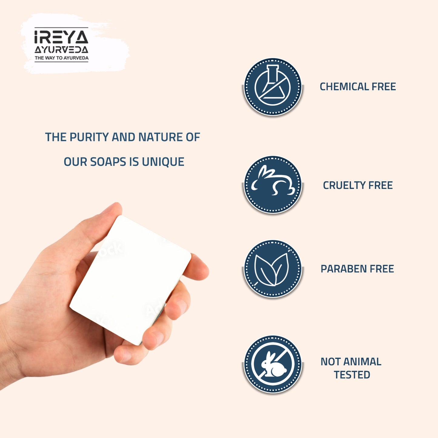 Handmade Natural Rice Water Soap with Coconut and Rosemary oil (Pack of 3)