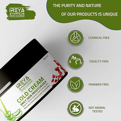 Ireya Ayurveda Moisturizing Cold Cream with Rose & Aloe Vera Extract - Ireya Ayurveda