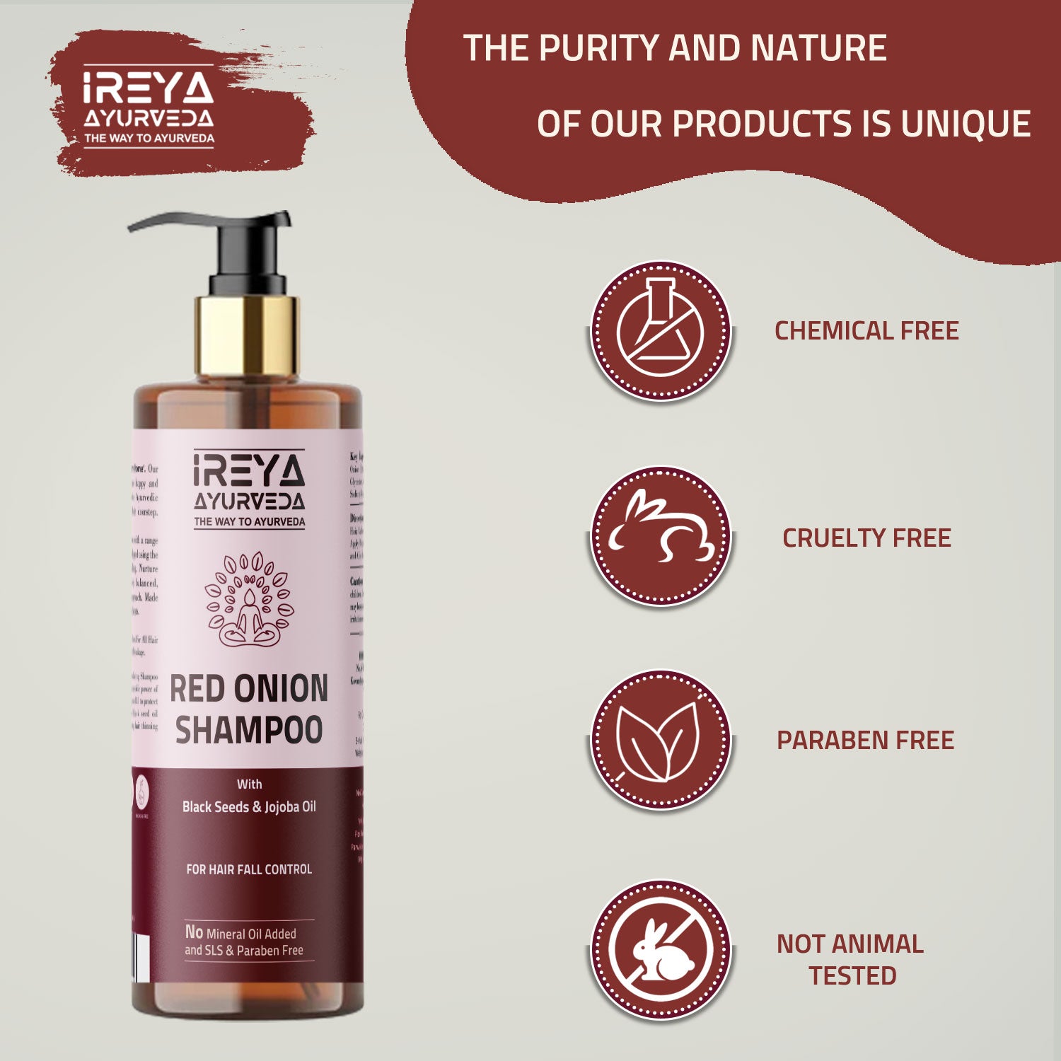 Red Onion Shampoo and Onion Hair Oil 200ml (pack of 2) - Ireya Ayurveda