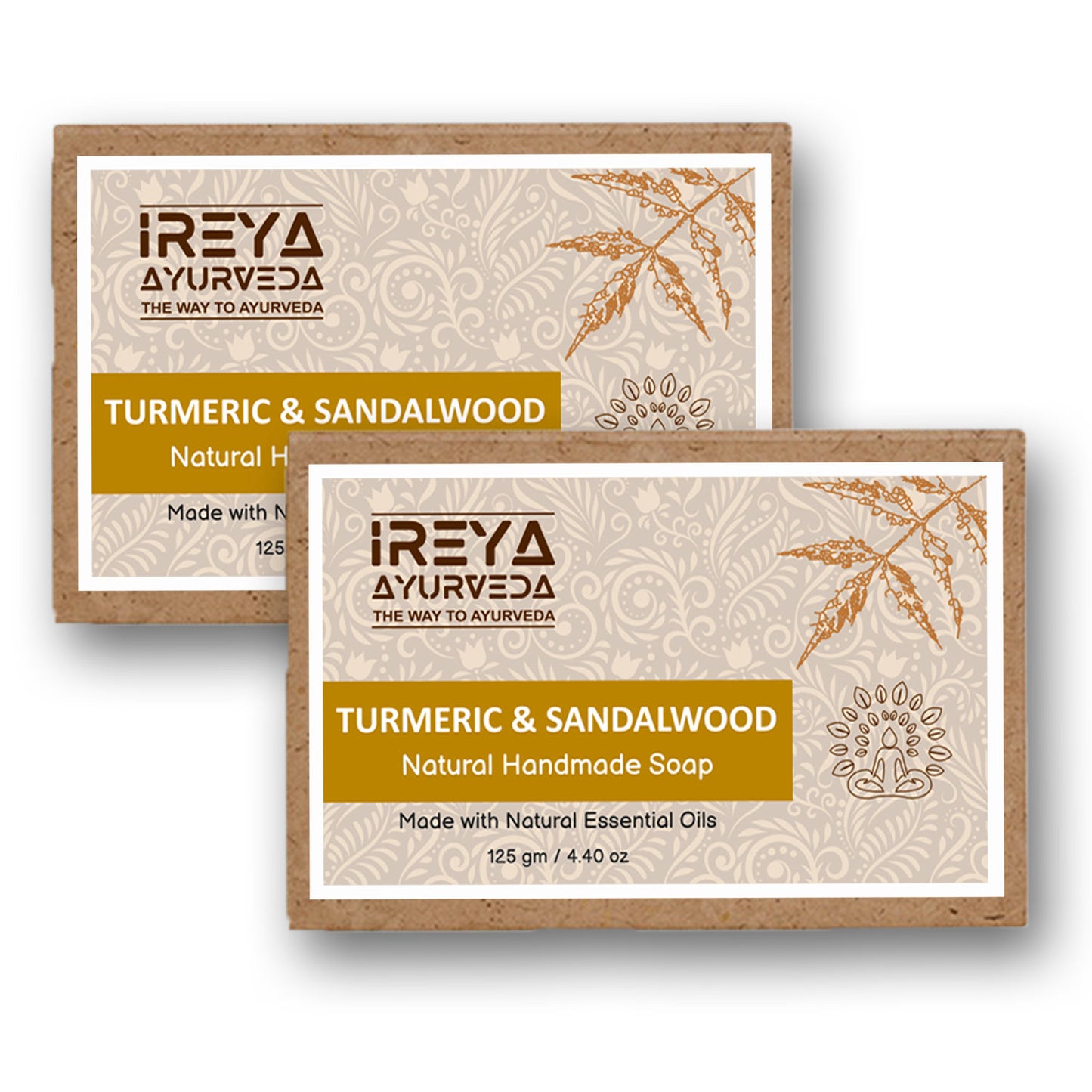 Handmade Turmeric & Sandalwood Soap with Natural Essential Oil  (Pack of 2) - Ireya Ayurveda