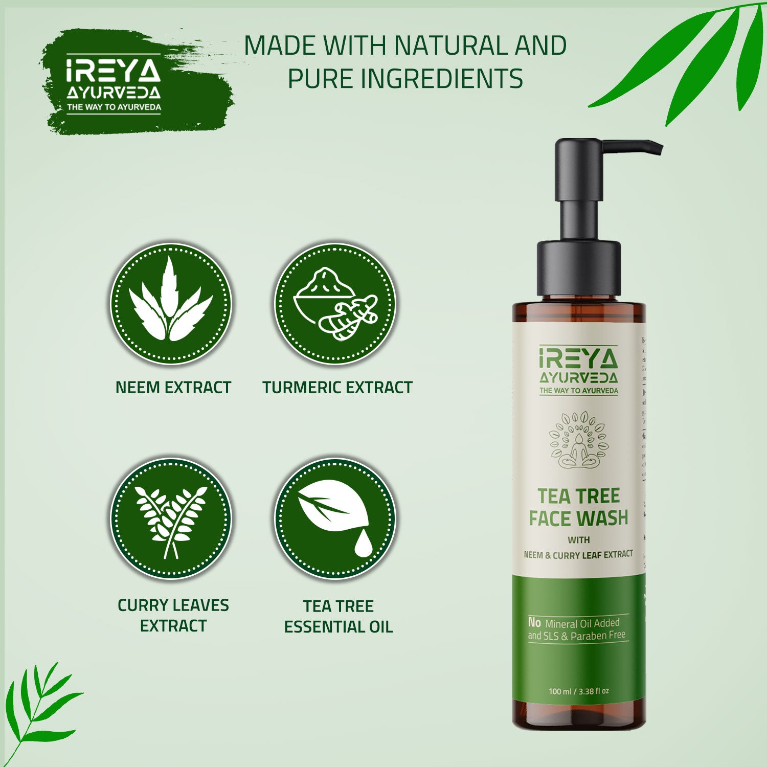 Pack of 2 Neem and Cucumber Face Wash 100ml Each - Ireya Ayurveda