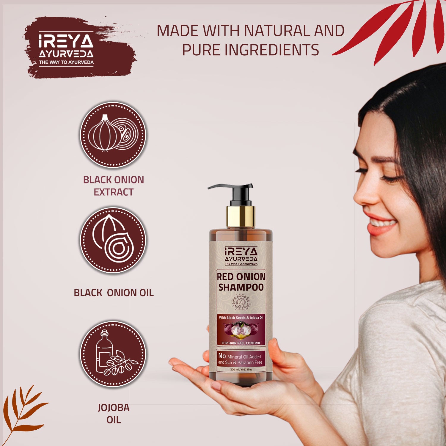 Red Onion Shampoo With Black Seed For Hair Growth - Ireya Ayurveda