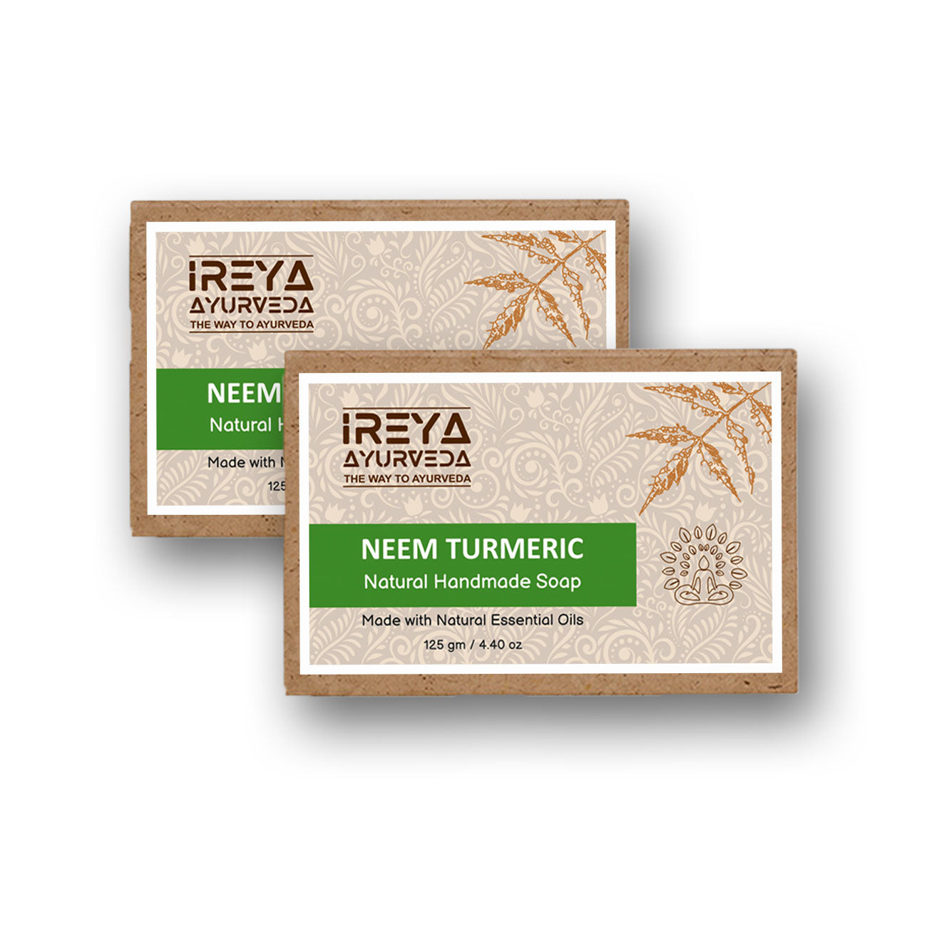 Natural Handmade Neem Turmeric Soap made with Natural Oils (Pack of 2) - Ireya Ayurveda