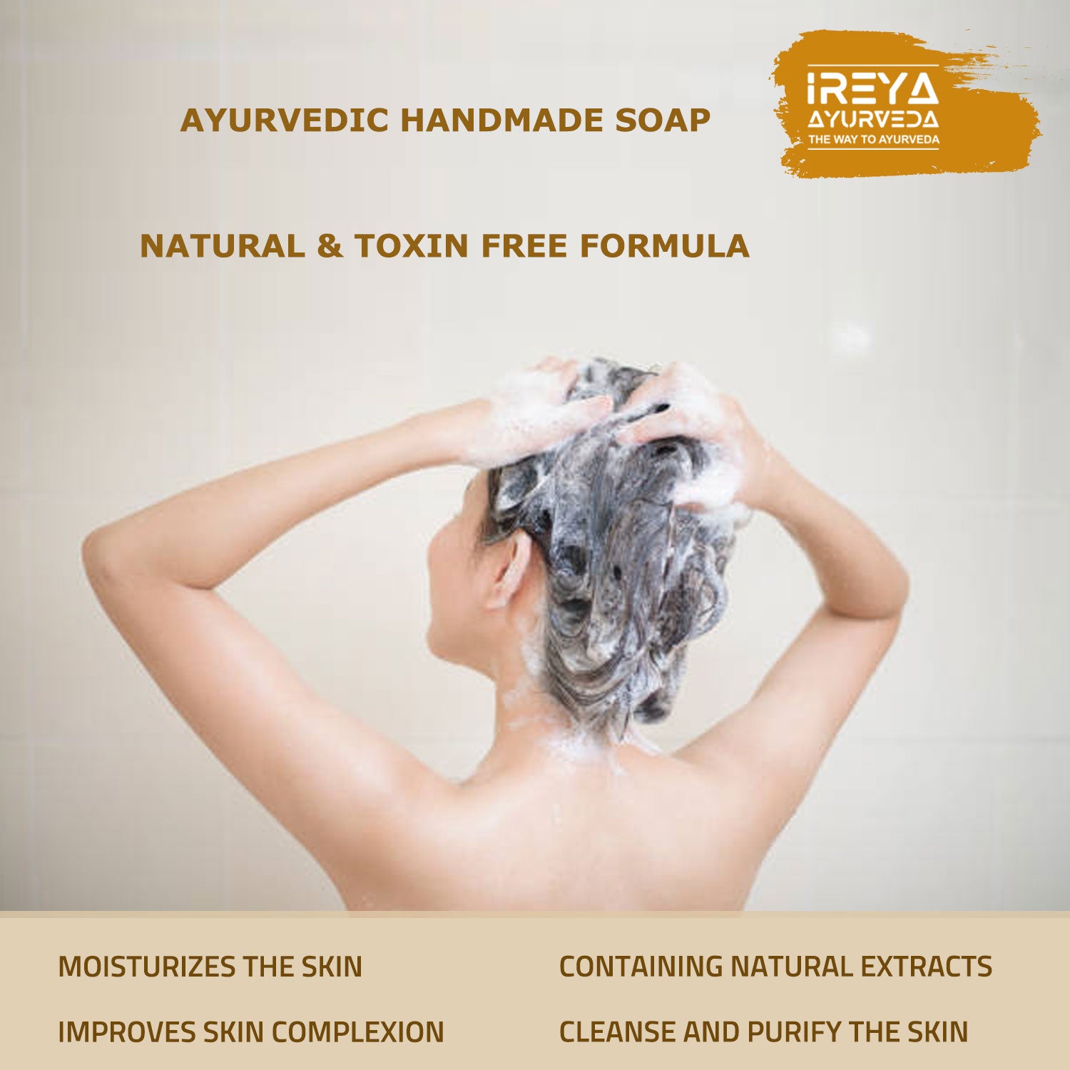 Handmade Turmeric & Sandalwood Soap with Natural Essential Oil  (Pack of 2) - Ireya Ayurveda