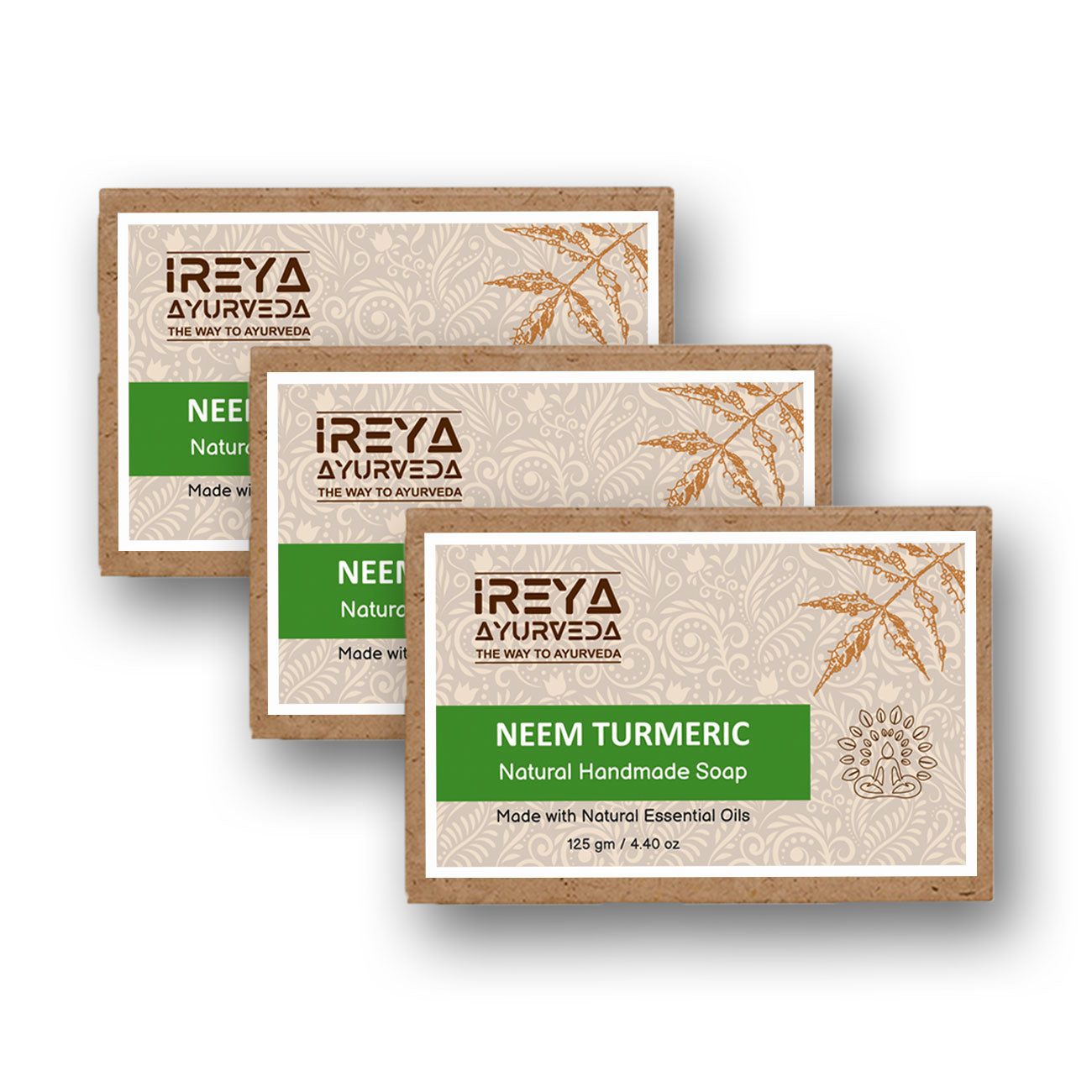 Natural Handmade Neem Turmeric Soap made with Natural Oils (Pack of 3) - Ireya Ayurveda