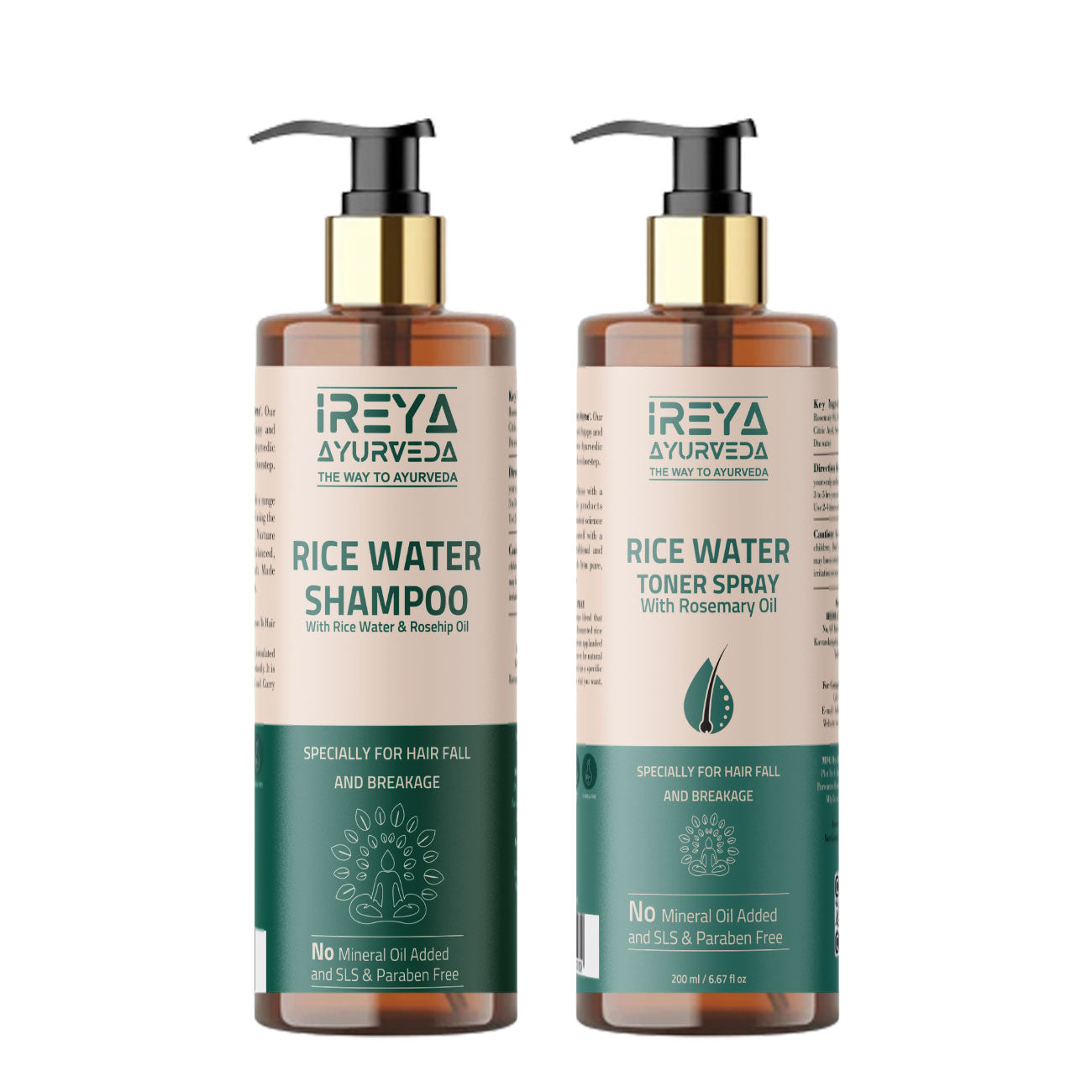 Rice Water Tonner Spray and Conditioner Each 200ml (400ml) - Ireya Ayurveda