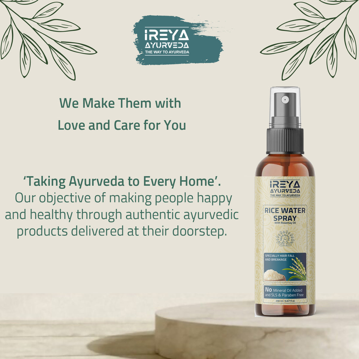 Rice Water Hair Spray With Rosemary Oil – Ireya Ayurveda