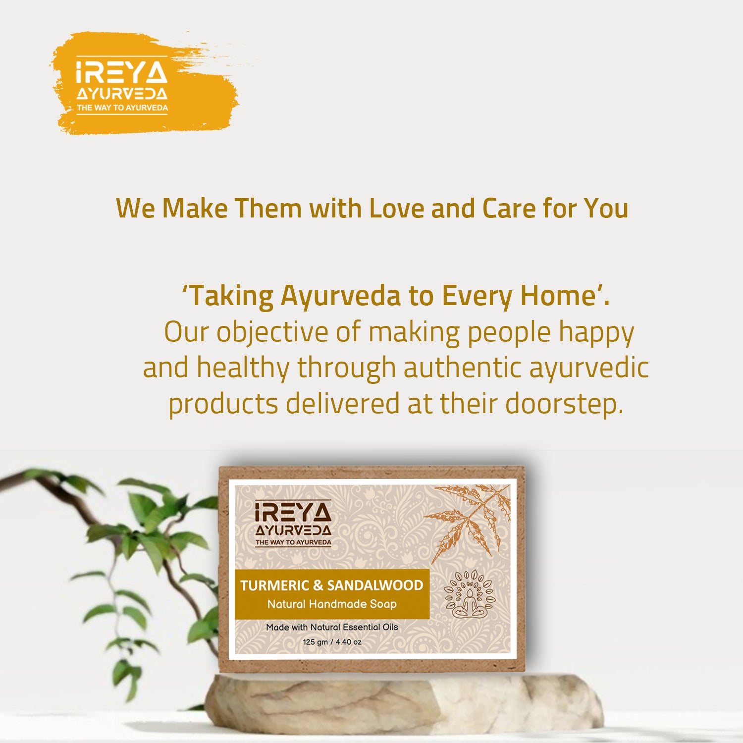 Handmade Turmeric & Sandalwood Soap with Natural Essential Oil  (Pack of 2) - Ireya Ayurveda