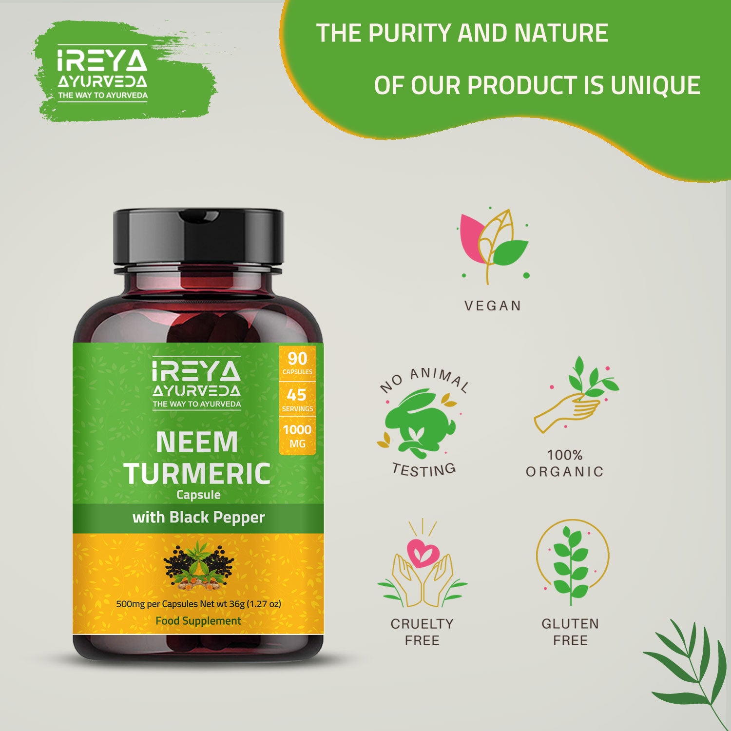 Neem Turmeric Capsules - Ireya Ayurveda