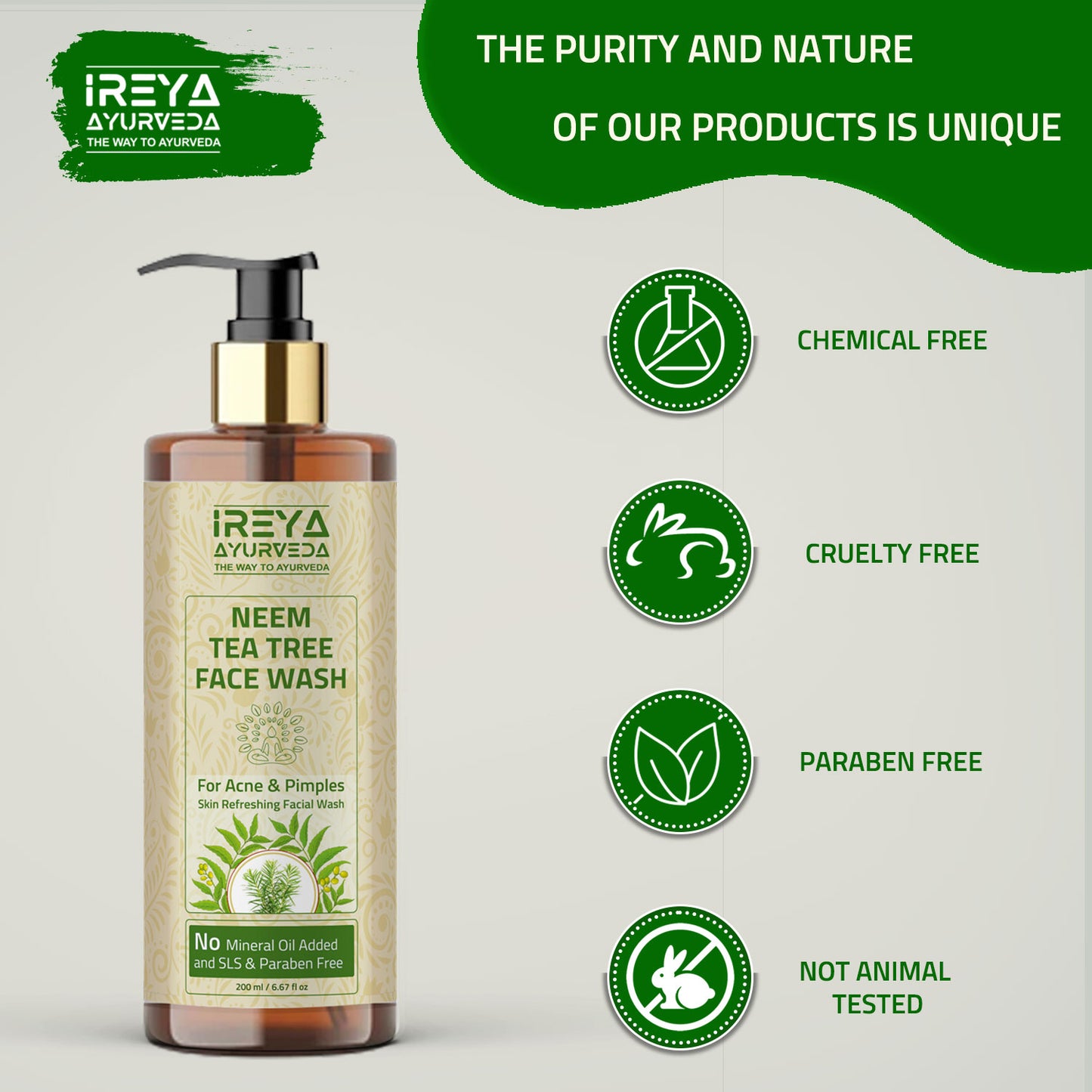 Neem Tea Tree Face Wash - Ireya Ayurveda