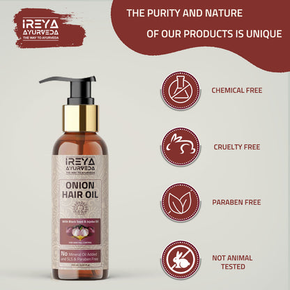 Onion Black Seed Hair Oil - Ireya Ayurveda