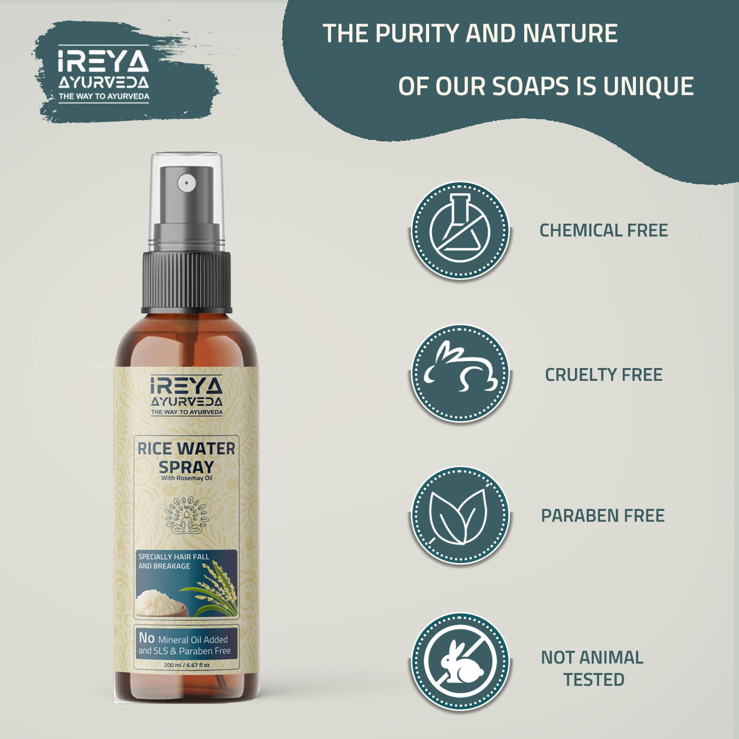 Rice Water Hair Spray With Rosemary Oil - Ireya Ayurveda