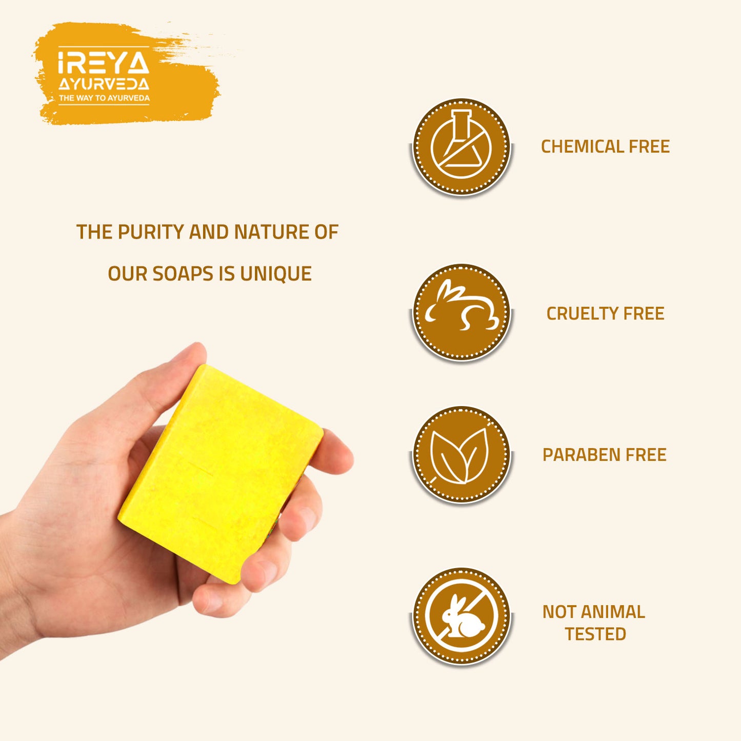 Handmade Turmeric & Sandalwood Soap with Natural Essential Oil (Pack of 3) - Ireya Ayurveda