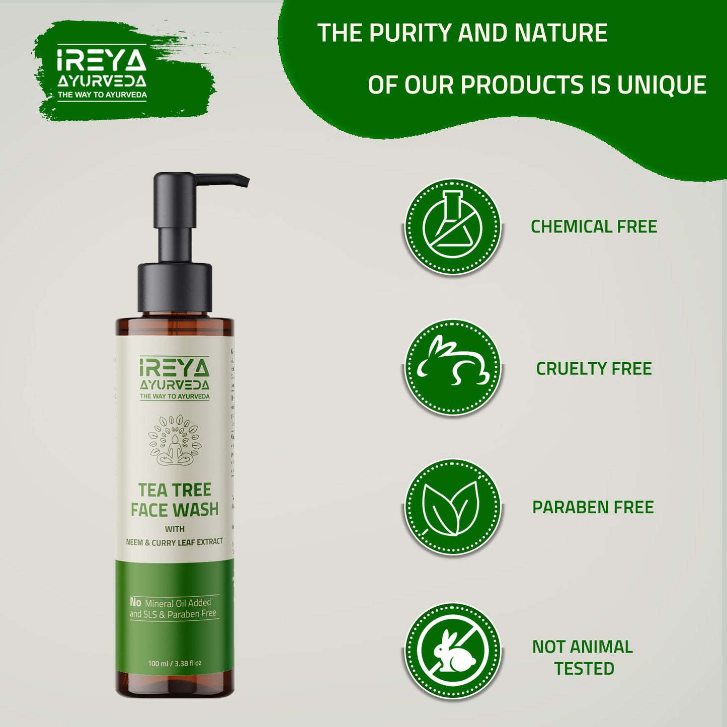 Pack of 2 Neem and Cucumber Face Wash 100ml Each - Ireya Ayurveda