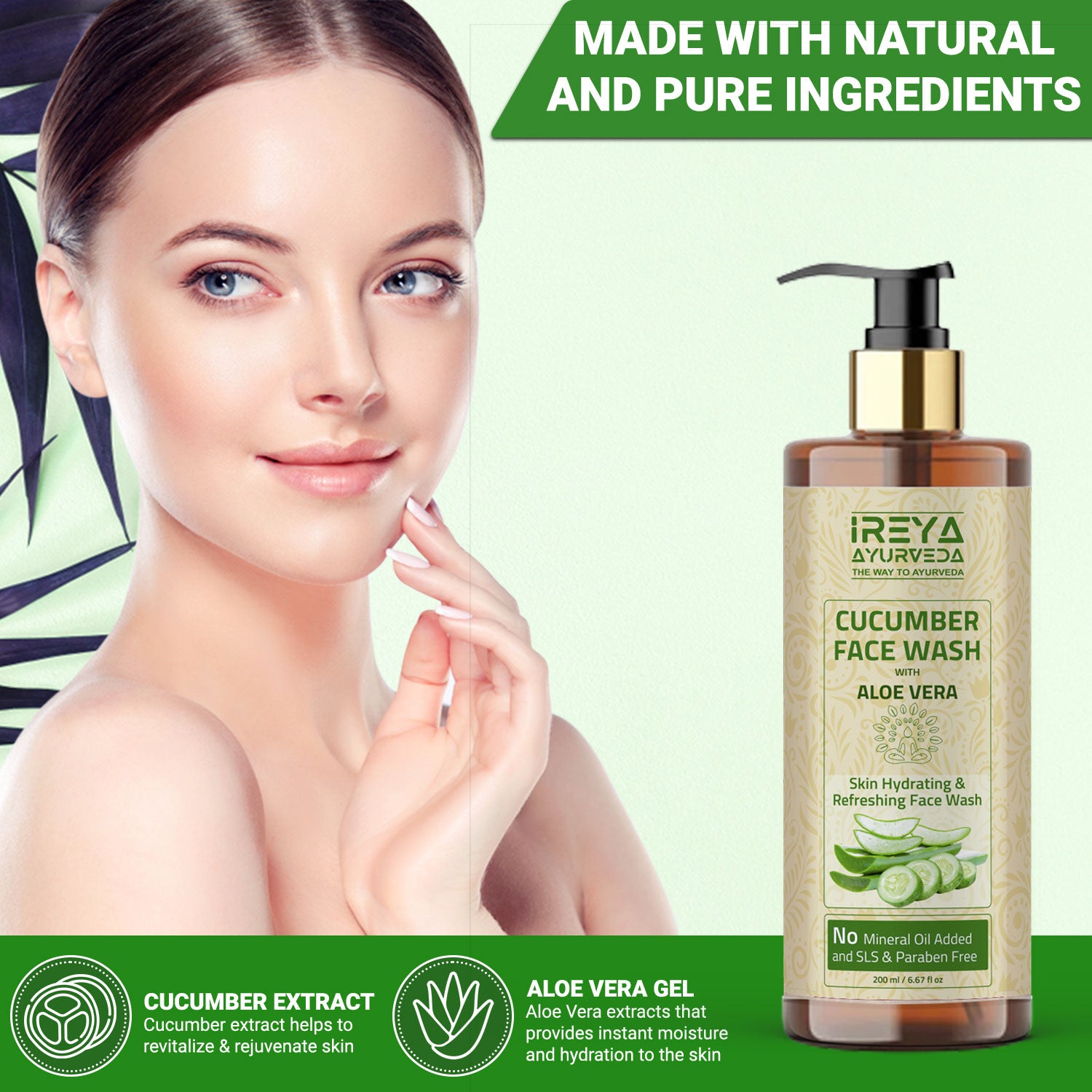 Cucumber Aloe Vera Face Wash - Ireya Ayurveda