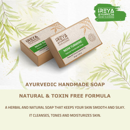 Natural Handmade Neem Turmeric Soap made with Natural Oils (Pack of 2) - Ireya Ayurveda