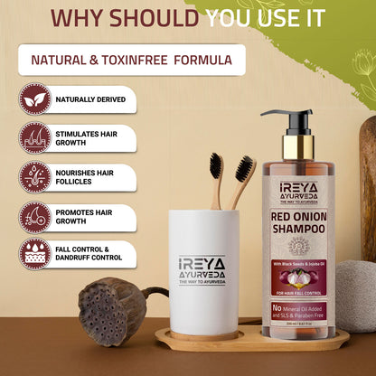 Red Onion Shampoo With Black Seed For Hair Growth - Ireya Ayurveda