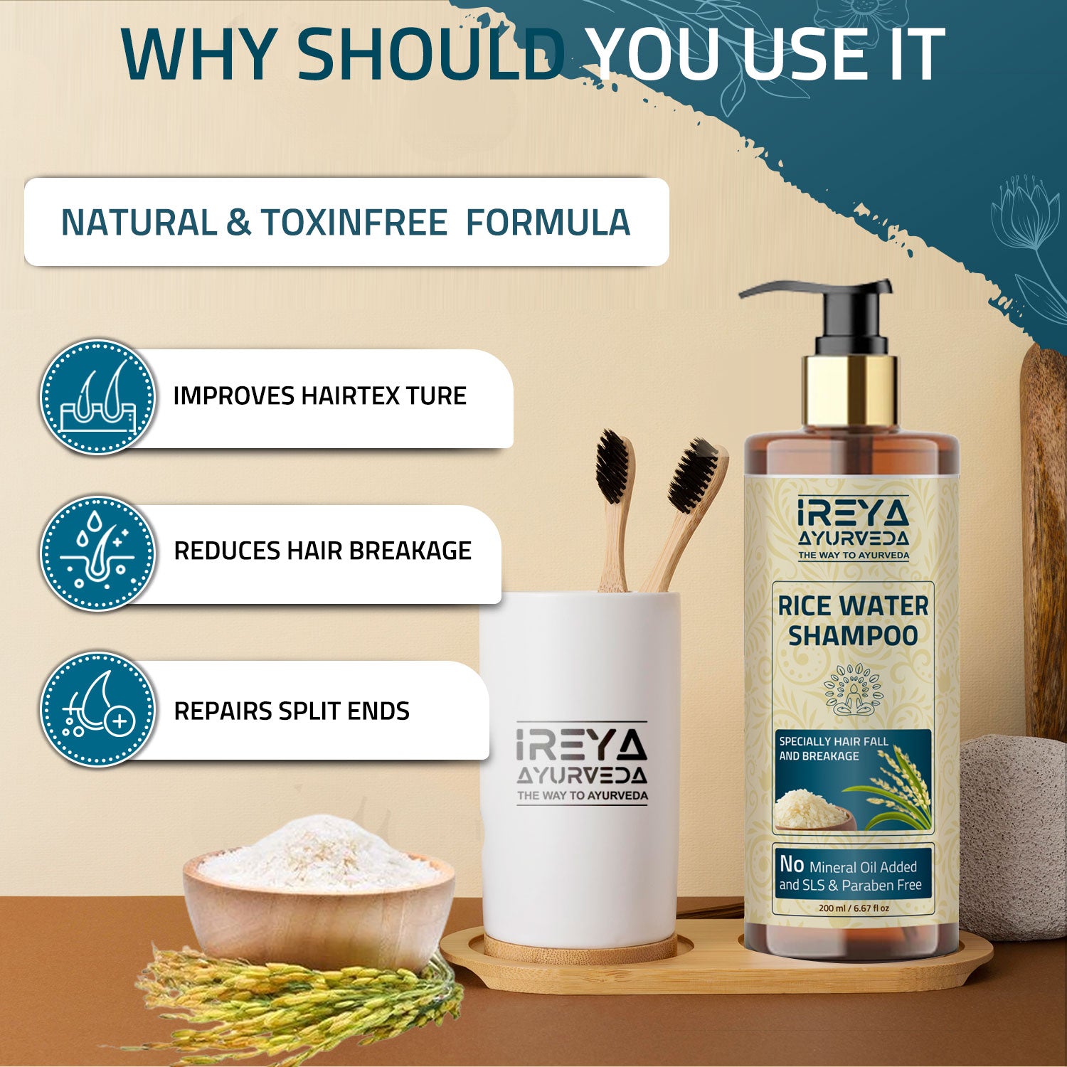 Ireya Organic Rice Water Shampoo - Ireya Ayurveda